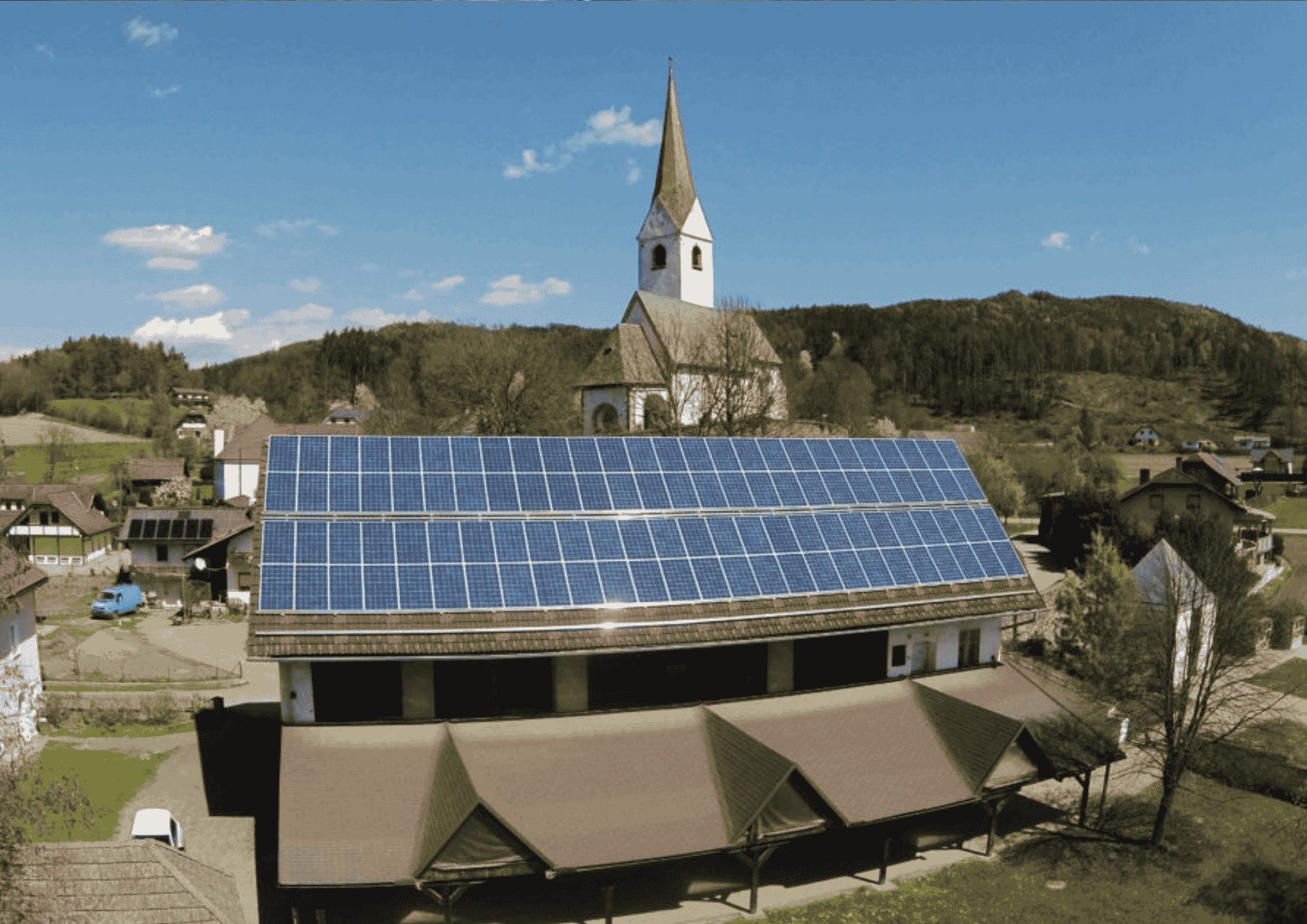 Pfarrstadel St.Michael Poggersdorf_Kärnten Solar Foto der PV-Anlage auf dem Dach des Pfarrstadl St.Michael in Poggersdorf