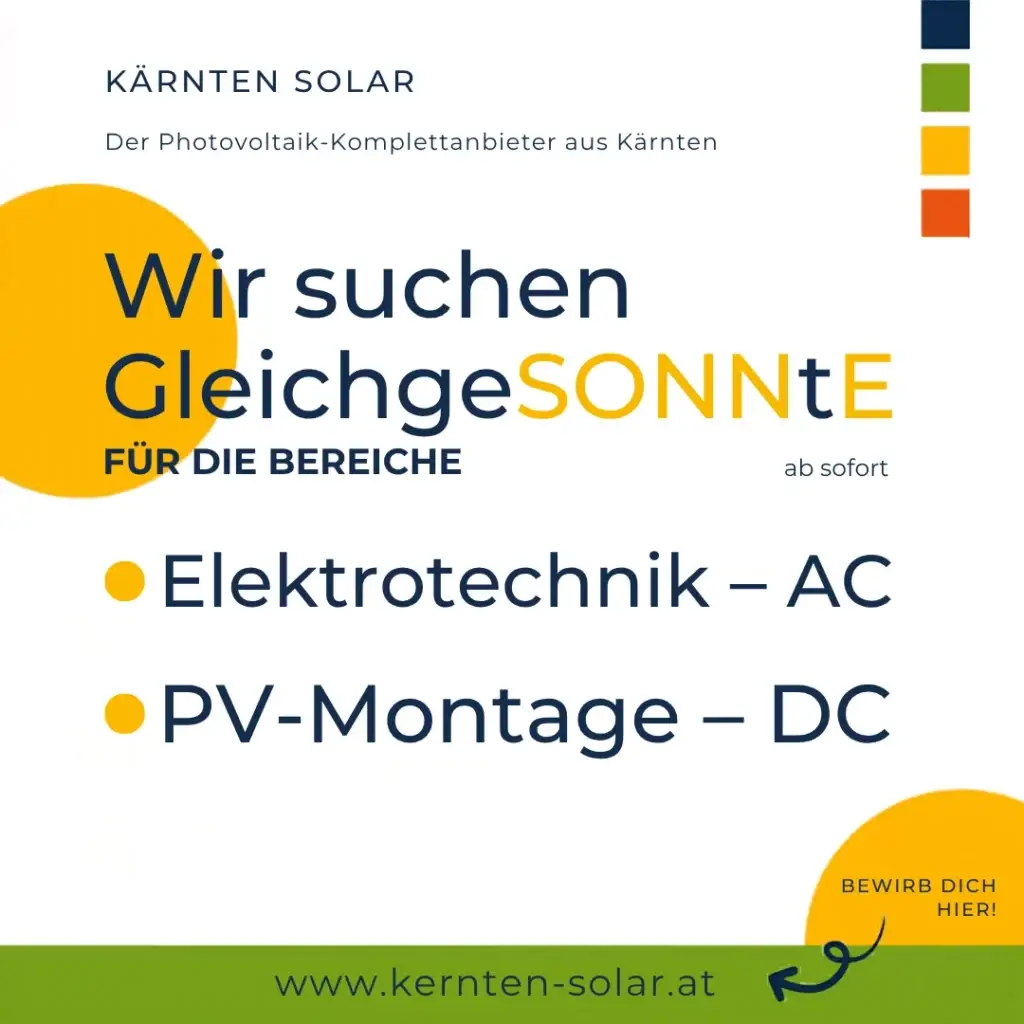 Photovoltaik-Jobs: Stellenausschreibungen von Kärnten Solar